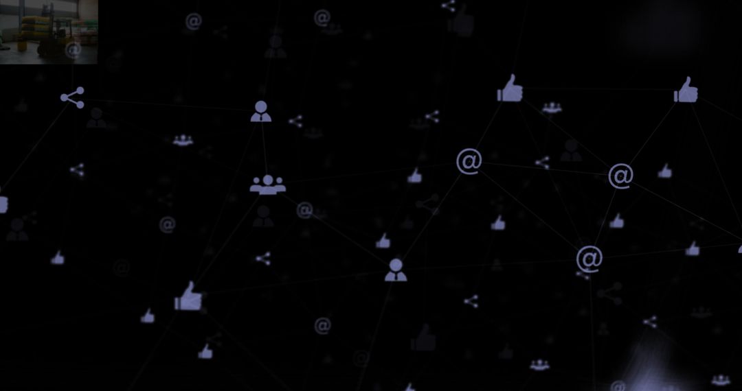Abstract Technology Network Icons on Dark Background