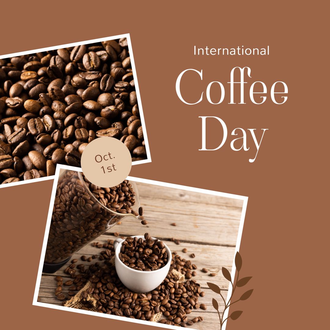 International Coffee Day Celebration with Coffee Beans Background