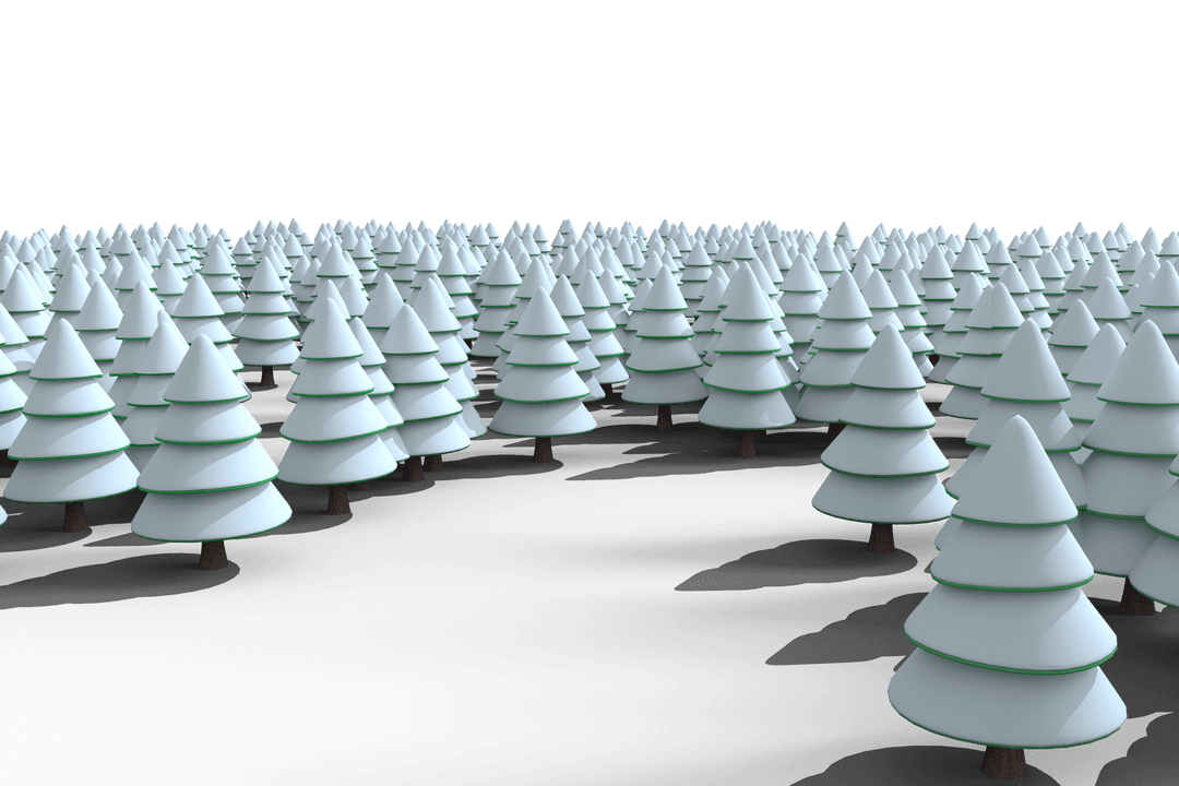 Transparent Field of Snow-Covered Pine Trees Winter Nature