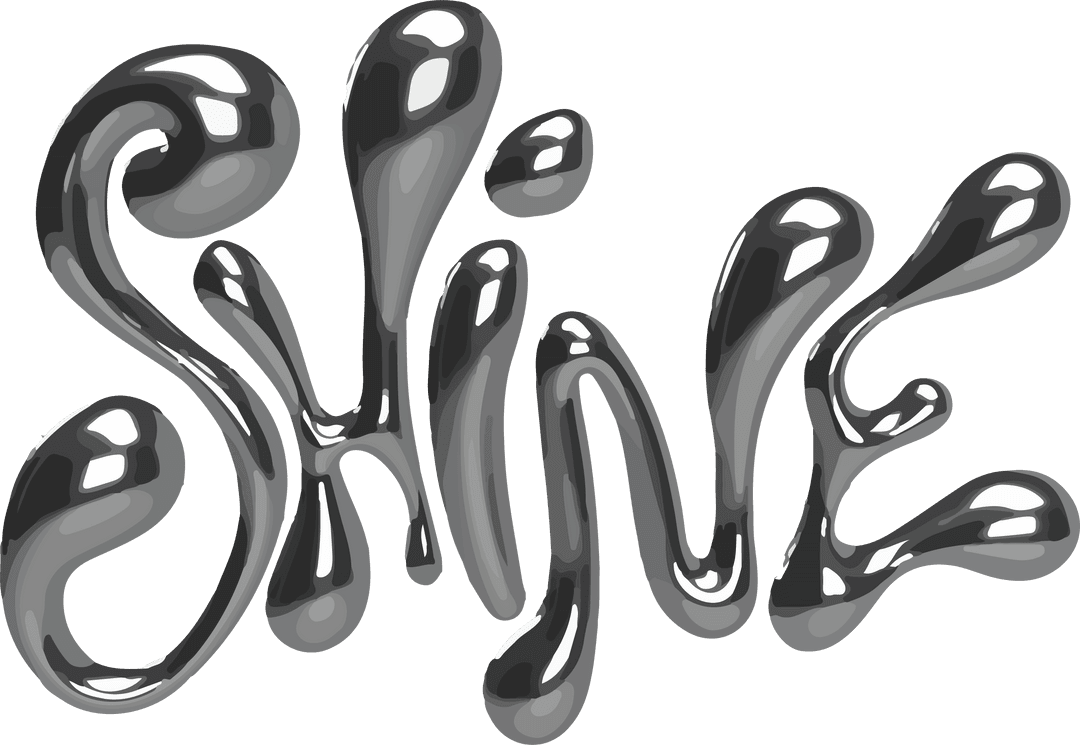 Glossy Metallic Liquid Letters Forming Shine on Transparent Background