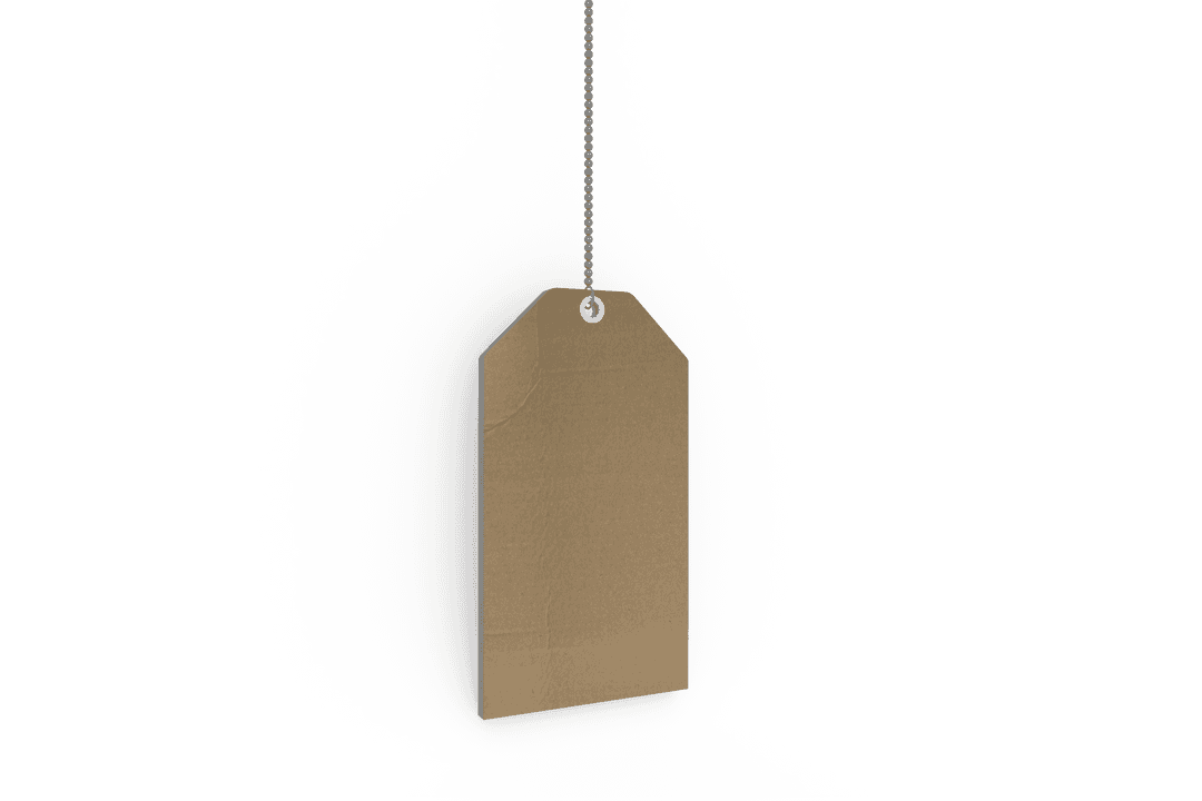 Transparent Brown Blank Cardboard Tag with Chain Illustration