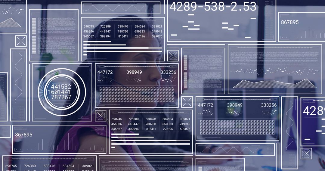 Business Professionals Analyzing Futuristic Data Interfaces in Modern Office