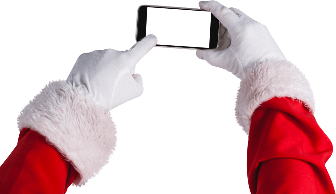 Santa Claus Taking Selfie Closeup Transparent Background