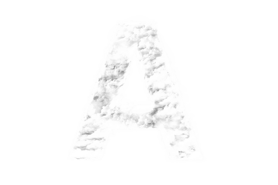 Transparent Letter A Shaped Cloud Floating on Clear Background