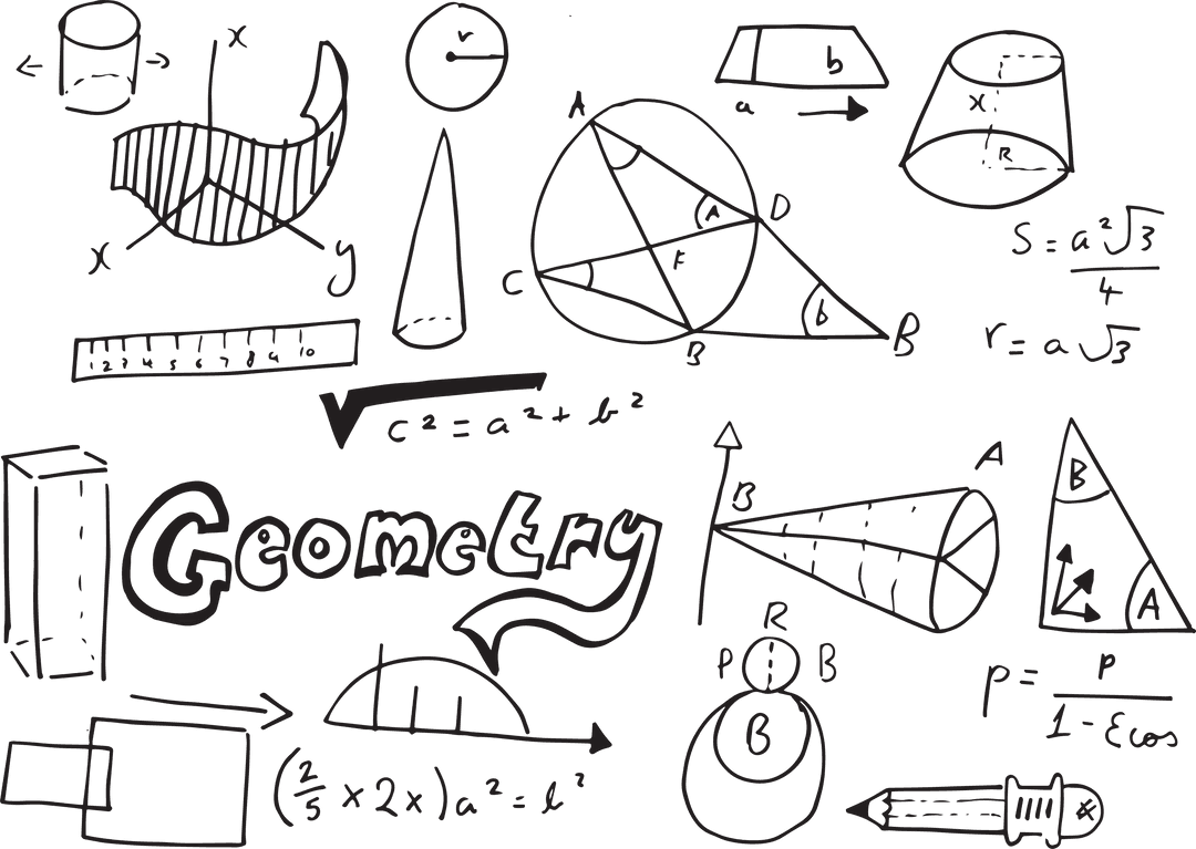 Transparent Background with Hand-Drawn Geometric Shapes and Text