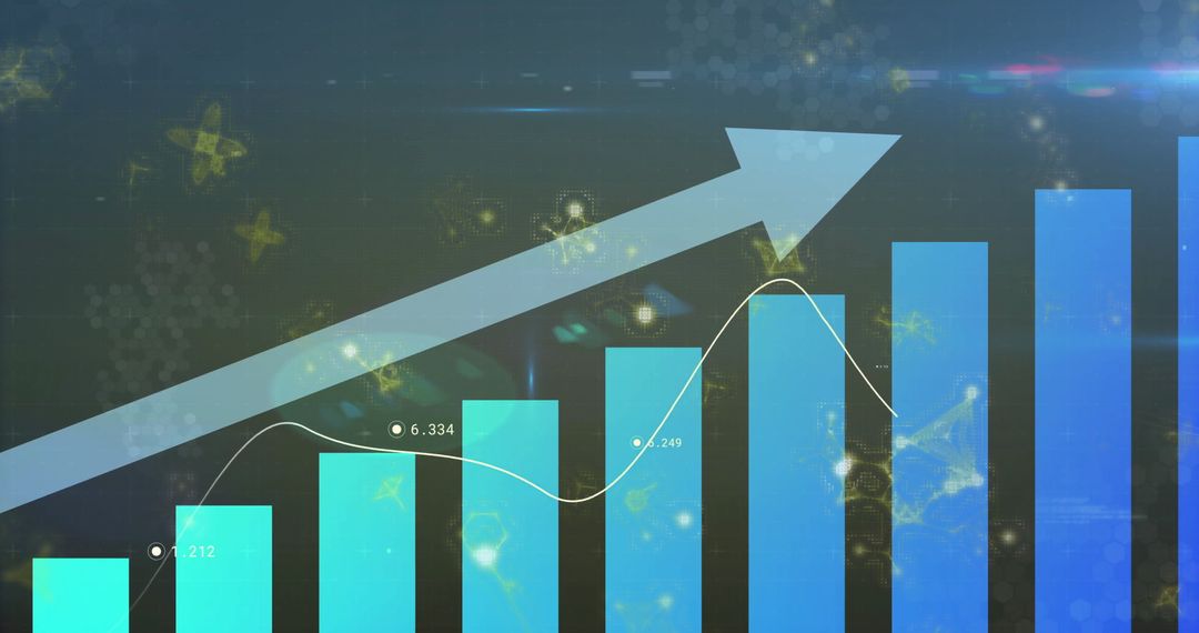 Rising Data Analytics Bar Chart with Molecular Motifs