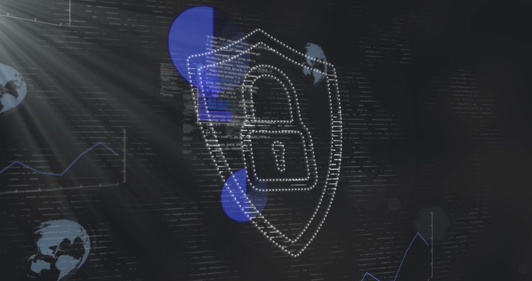 Digital Lock with Data Visuals Highlighting Cybersecurity