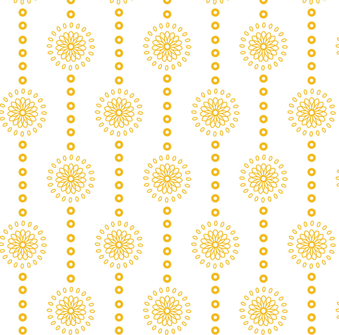 Transparent Yellow Floral Repeating Pattern on Isolated Background