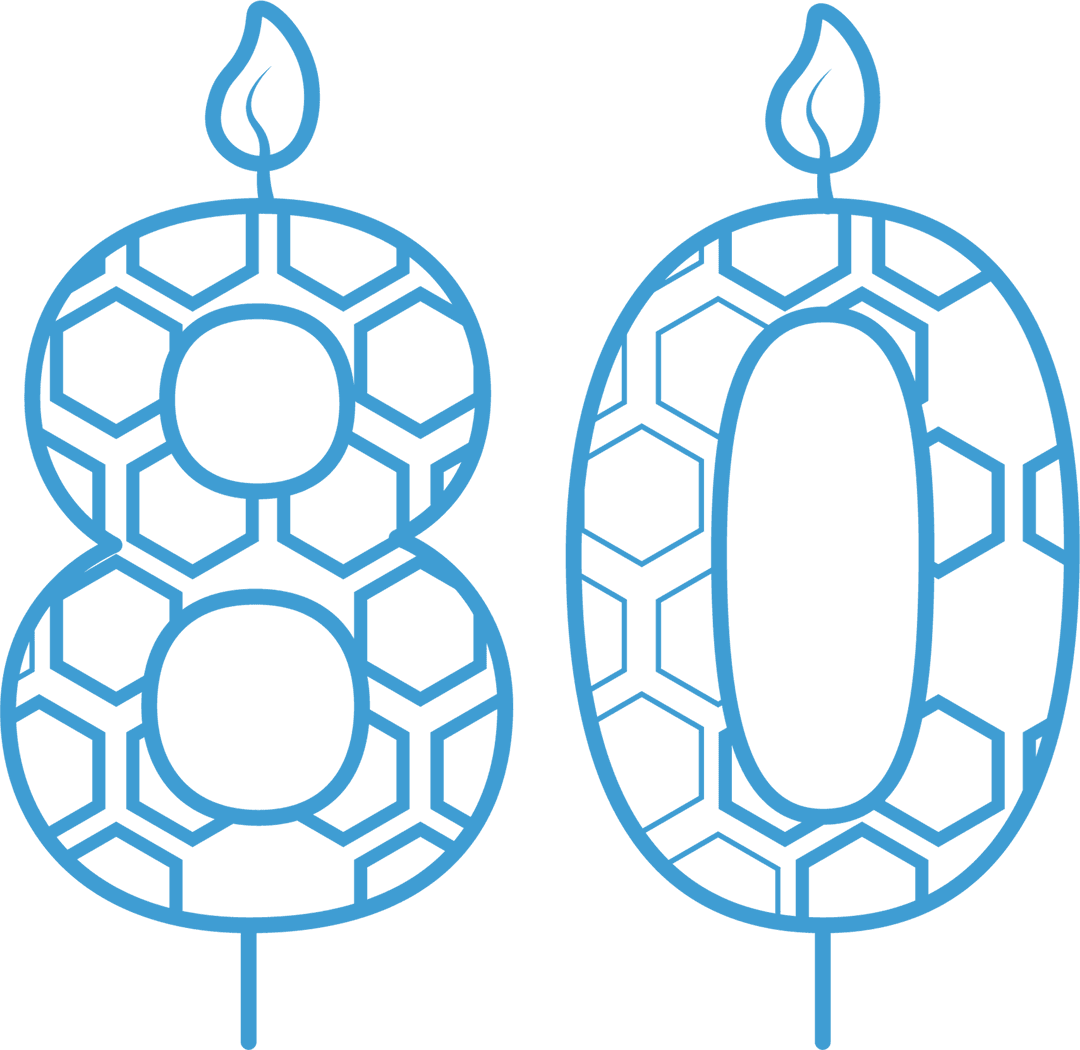 Transparent 80th Birthday Number Design with Candle Flames