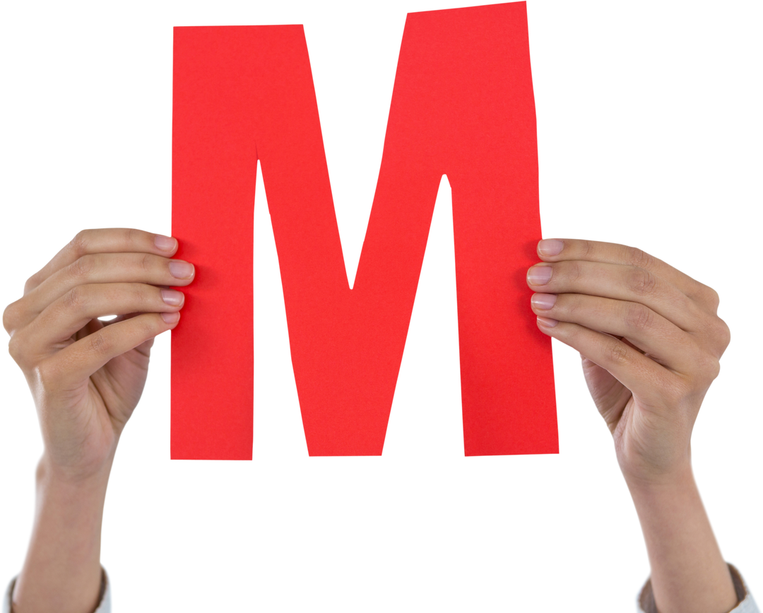 Businessperson Smartly Holding Red Alphabet M Cutout Over Transparent Background - Download Free Stock Images Pikwizard.com