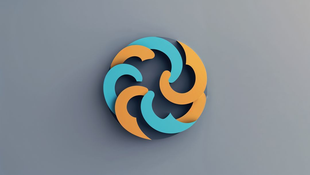 Interlocking Turquoise and Orange Abstract Emblem