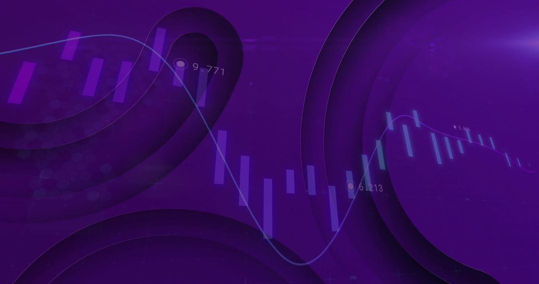 Abstract Finance Data Digital Graphic on Purple Background