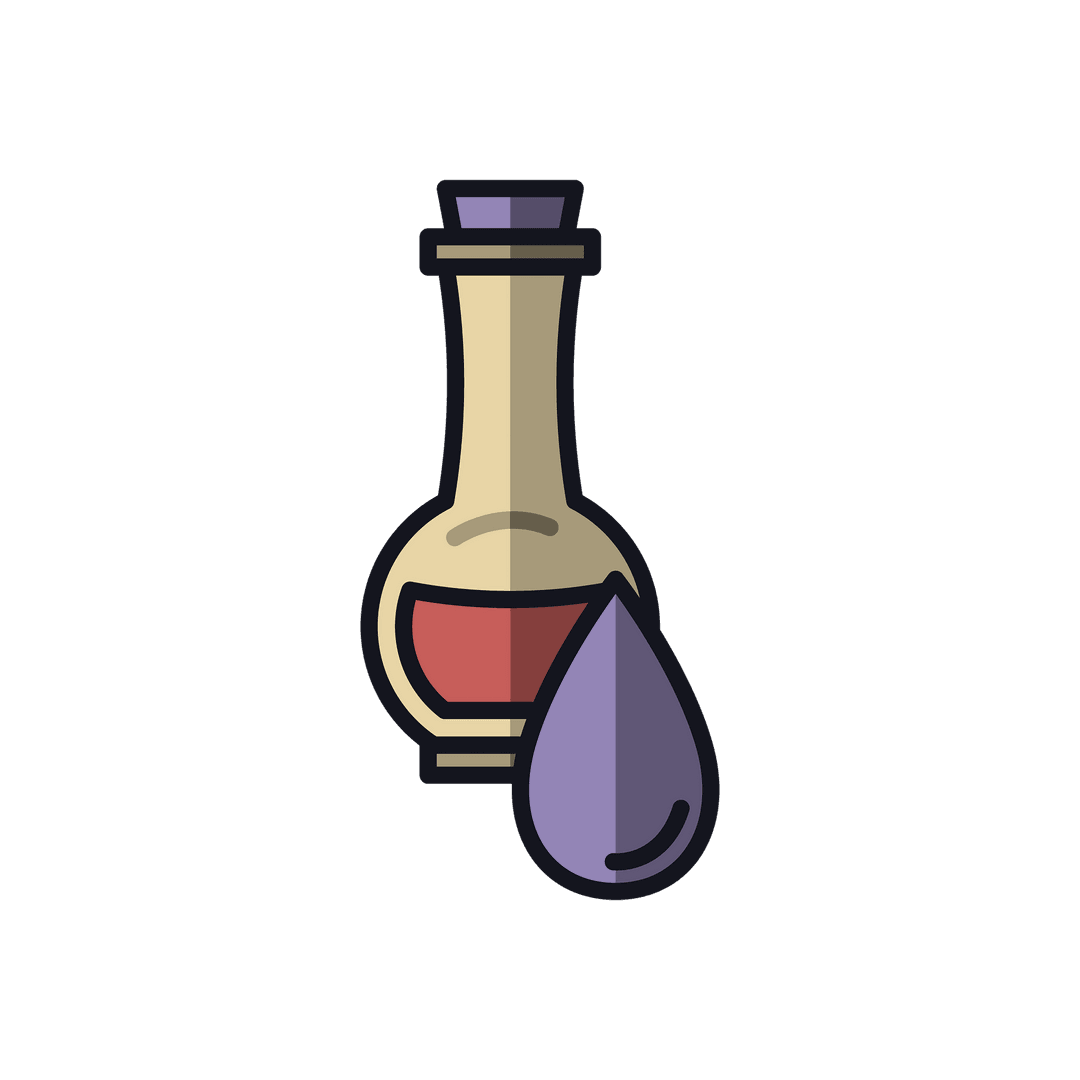 Transparent Laboratory Flask with Drop Graphic Illustration