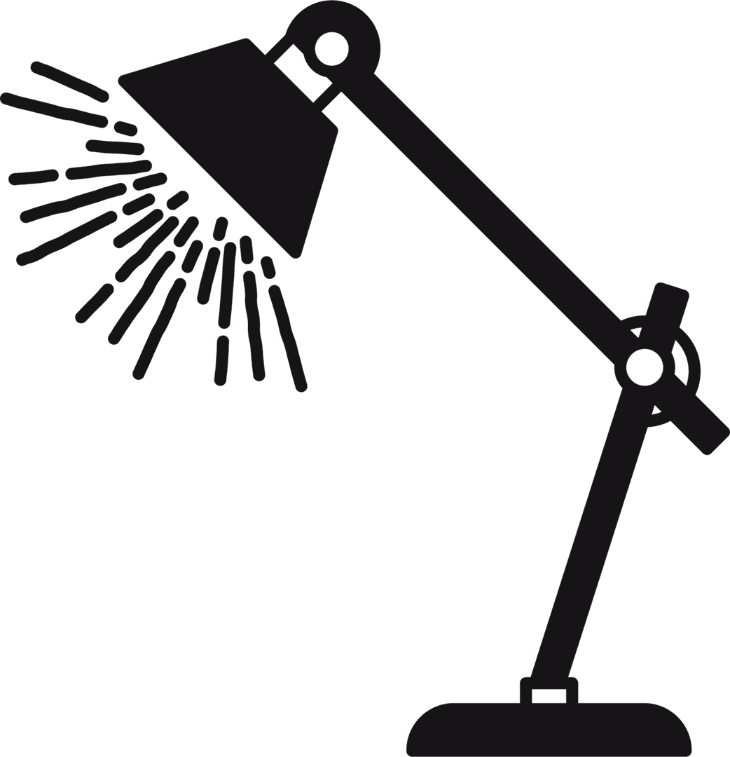 Black Desk Lamp Silhouette on Transparent Background