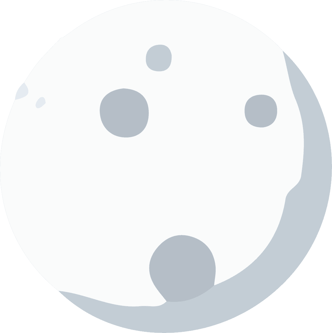 Flat Moon Illustration with Craters on Transparent Background