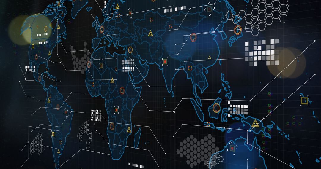 Futuristic Global Digital Interface with Complex Data Visualization