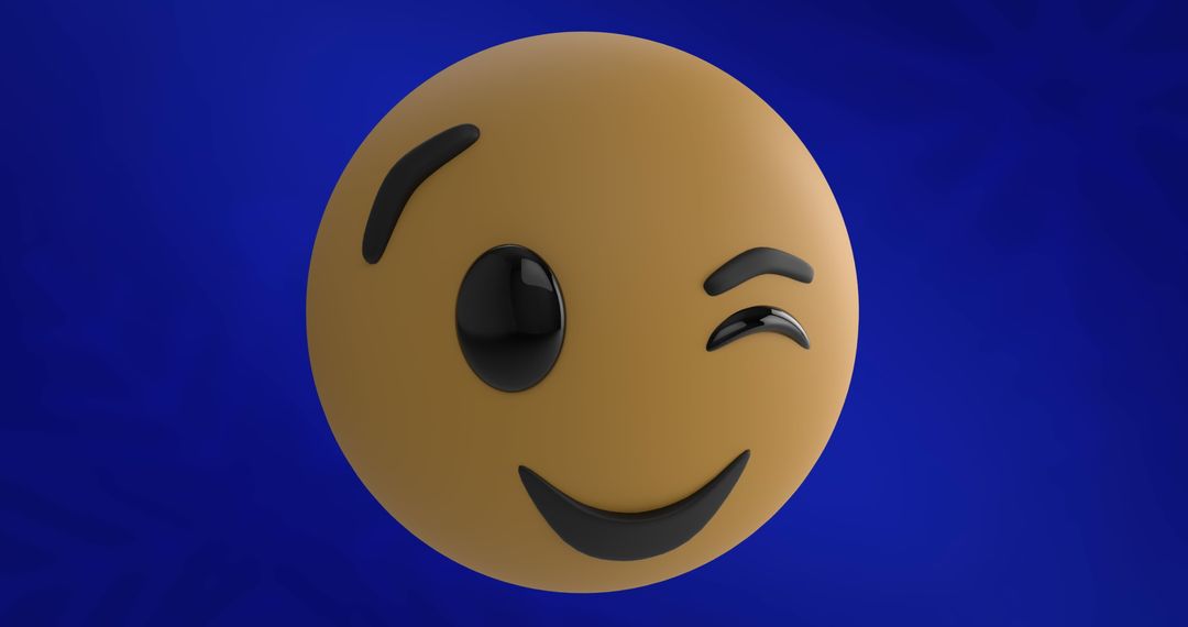 Winking Face Emoji Against Blue Background for Social Media
