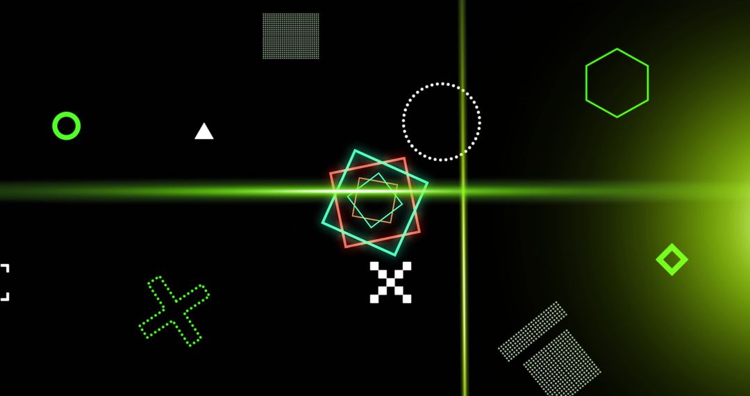 Abstract Geometric Forms with Neon Glow and Laser Light Effect