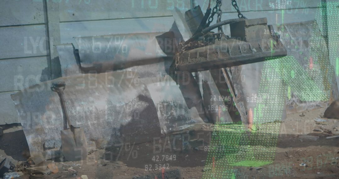 Abstract Technology Overlay on Industrial Junkyard