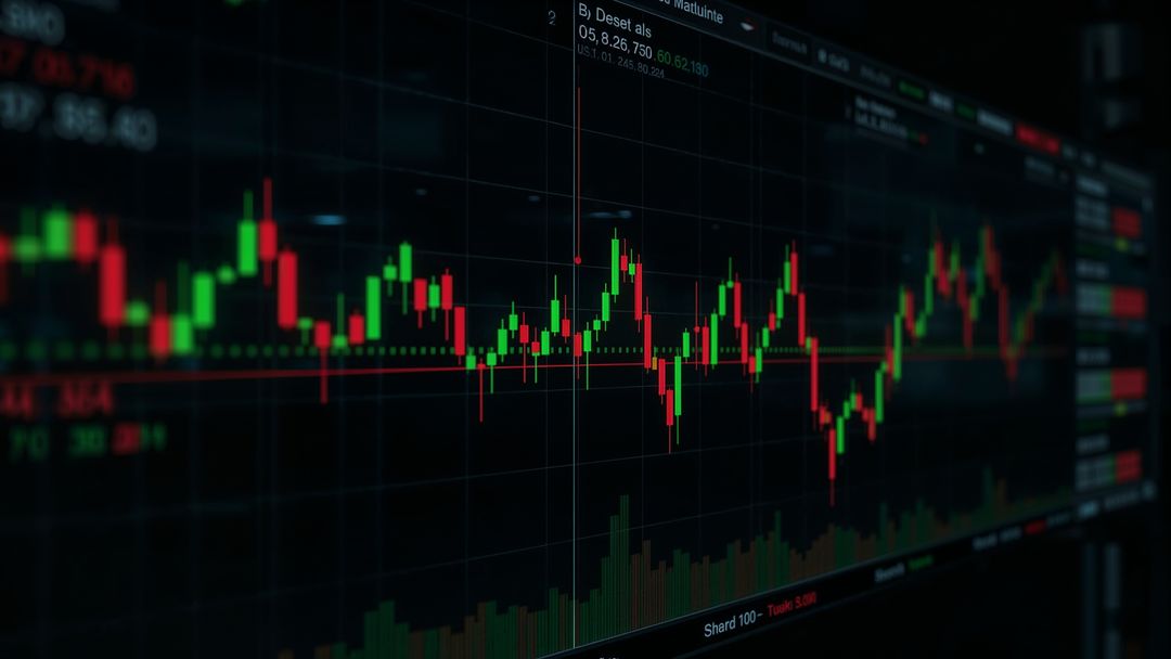 Digital Candlestick Chart on Trading Platform Screen