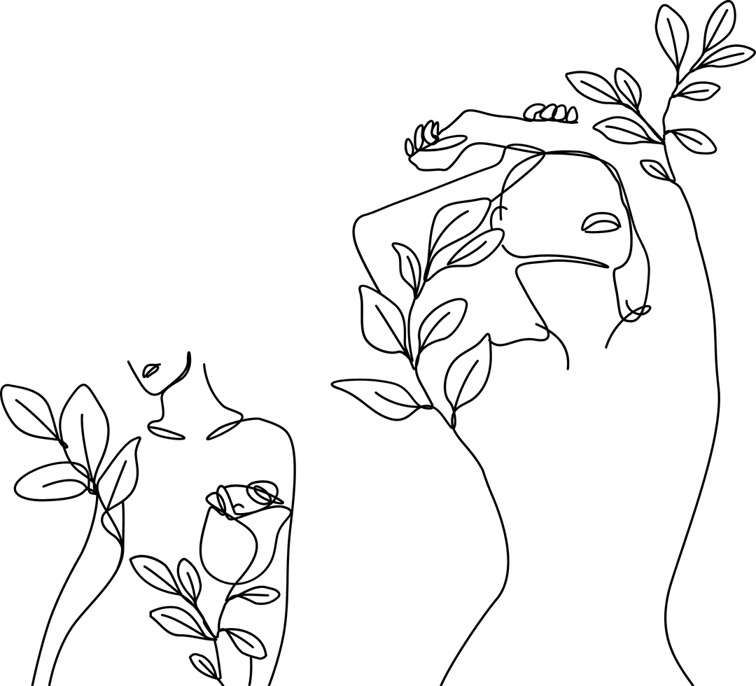 Minimalist Line Art Silhouettes on Transparent Background