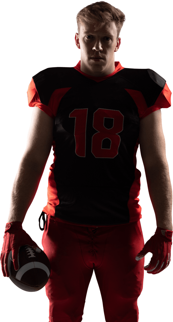 Transparent Football Player in Red and Black Uniform