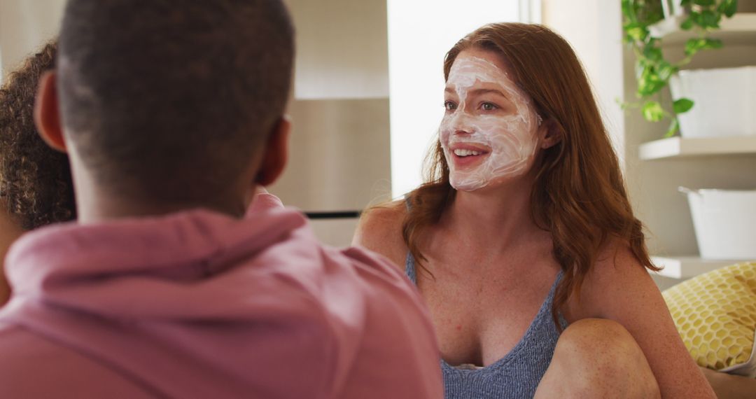 Couple Enjoying Relaxing Skincare Routine Together at Home - Free Images, Stock Photos and Pictures on Pikwizard.com