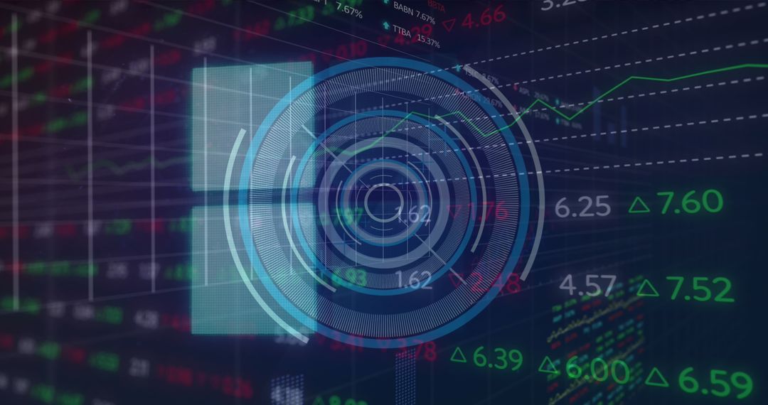 Futuristic Financial Chart with HUD Interface and Stock Data