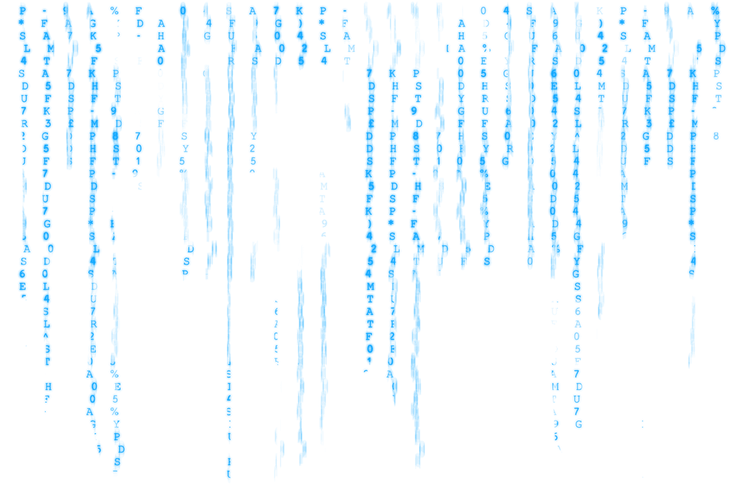 Digital Blue Matrix Code on Transparent Background