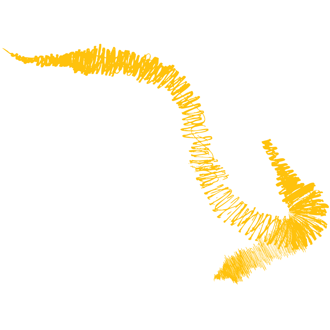 Curved Yellow Arrow on Transparent Background Symbol