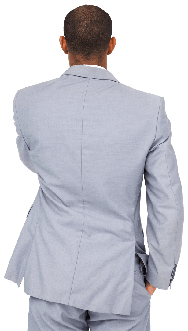 Back View of Businessman in Suit Standing Transparent Background