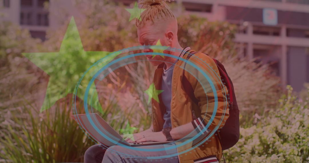 Modern Student Collaborating Online at Urban Campus