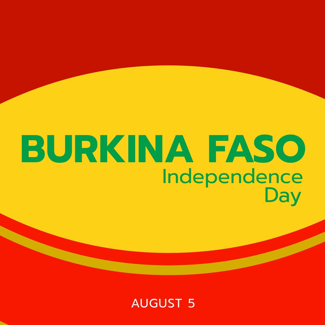 Burkina faso independence day text over yellow banner against red background - Download Free Stock Templates Pikwizard.com