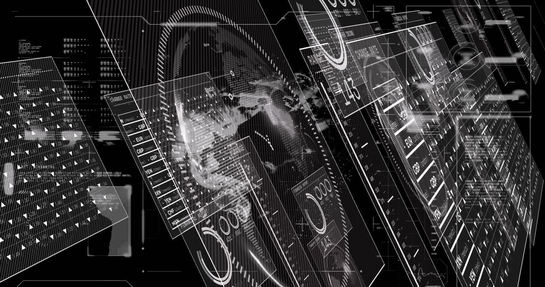 Futuristic Digital Interface: Global Data and Analytics Visualization