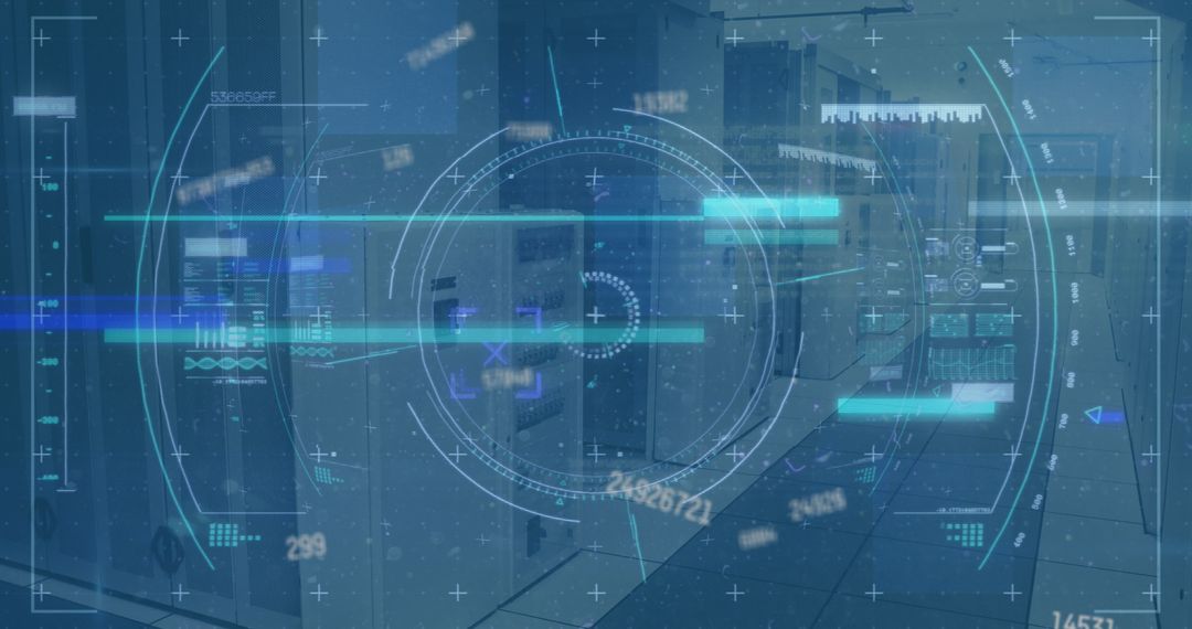Futuristic Interface Display in Modern Data Center