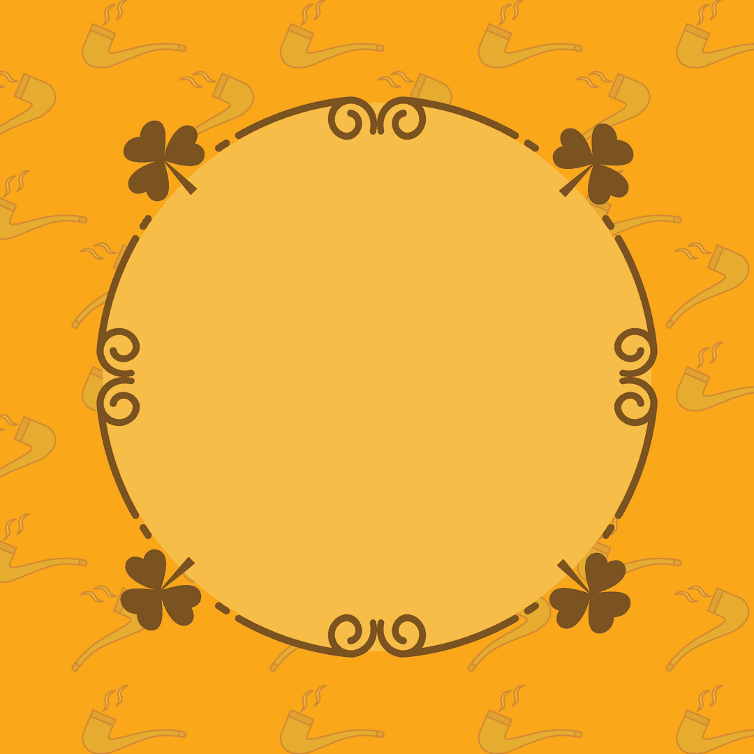 Vintage Shamrock Pipe Frame on Transparent Background