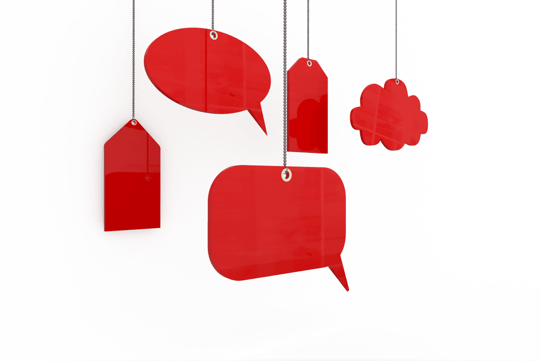 Creative Transparent Hanging Red Sale Tags Closeup
