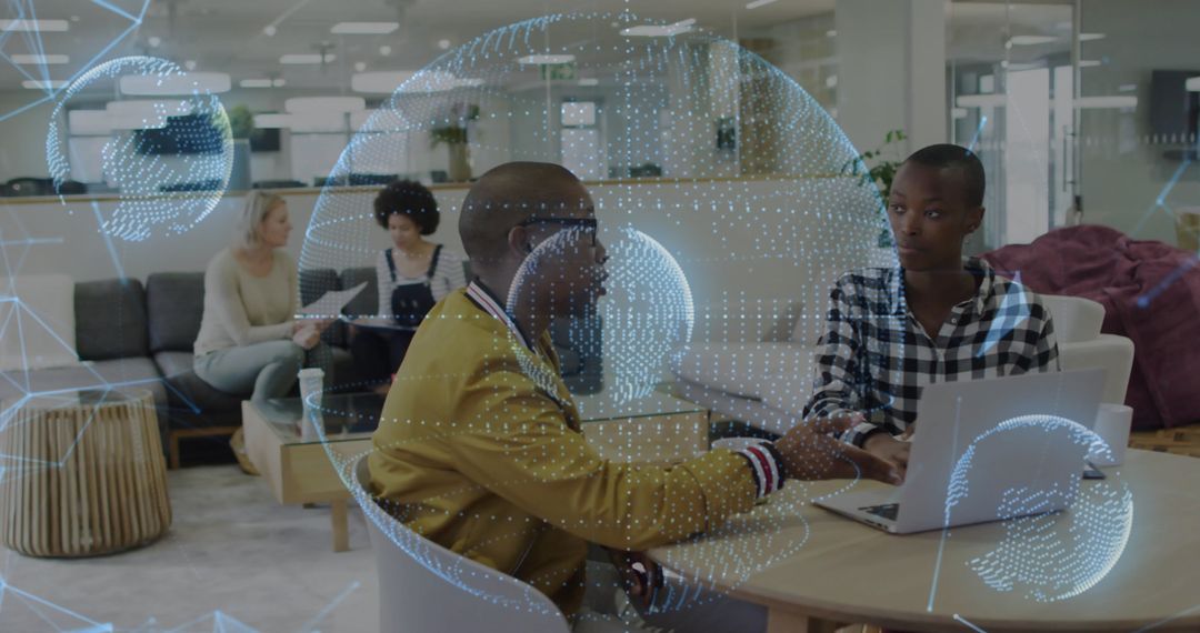 Technology and Innovation Meeting in Modern Office Lounge