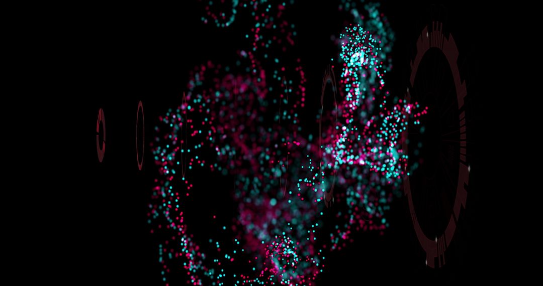 Futuristic Swirling Neon Particles in 3D Void