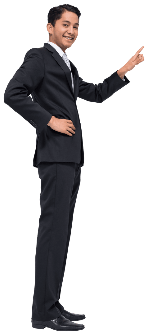 Transparent Businessman Pointing Professionally Smiling Gesture