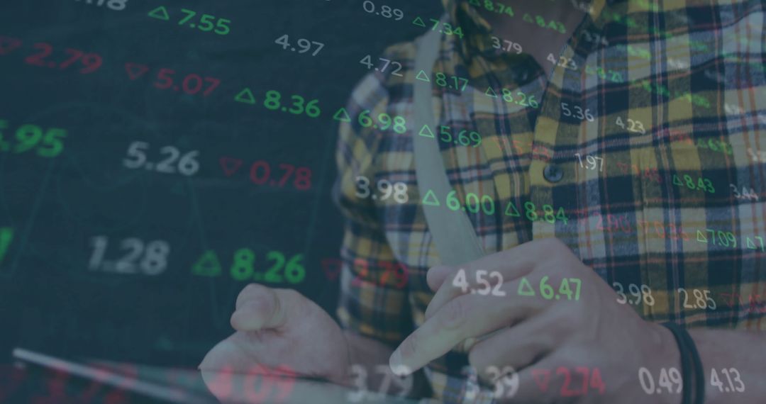 Businessman Analyzing Stock Data on Smartphone Interface