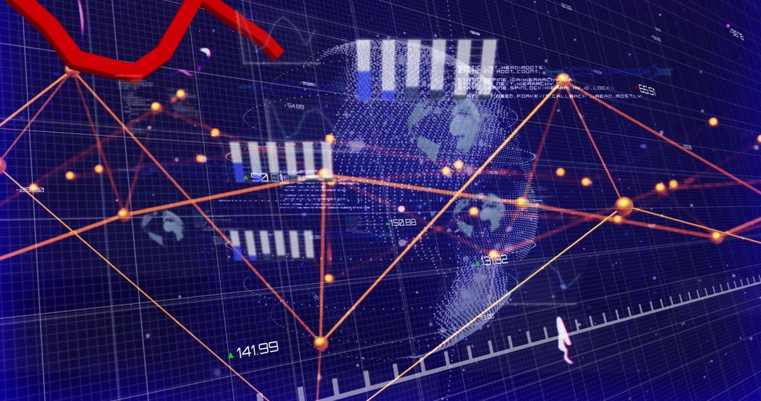Global Economic Downturn Displayed with Digital Graphs