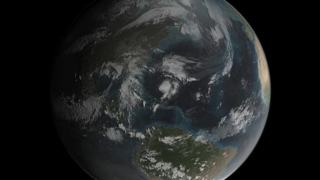 Animation of Tropical Storm Joaquin right before it intensified into a hurricane on September 29, 2015 - Free Images, Stock Photos and Pictures on Pikwizard.com