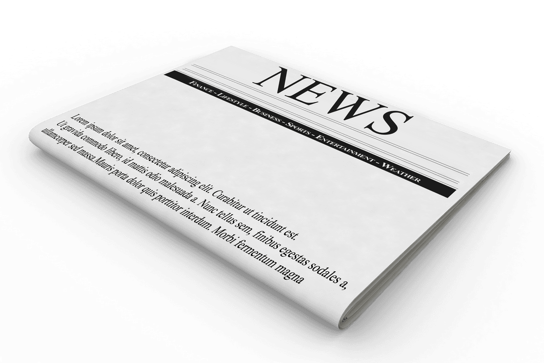 Transparent Newspaper Illustration with News Headline and Copy Space