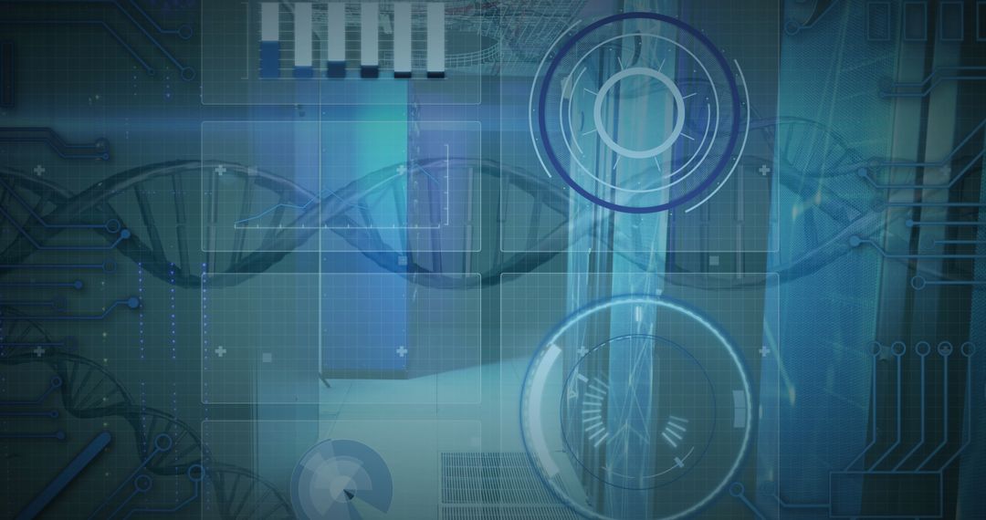 Futuristic Digital Interface with DNA and Data Analytics