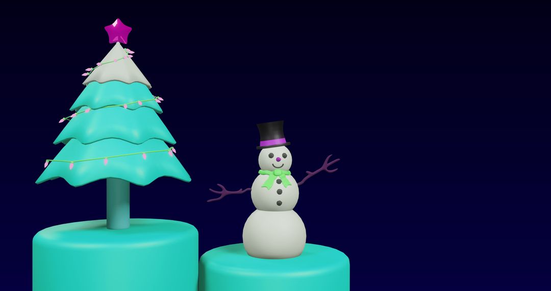 Festive Christmas Scene with Spinning Tree and Snowman