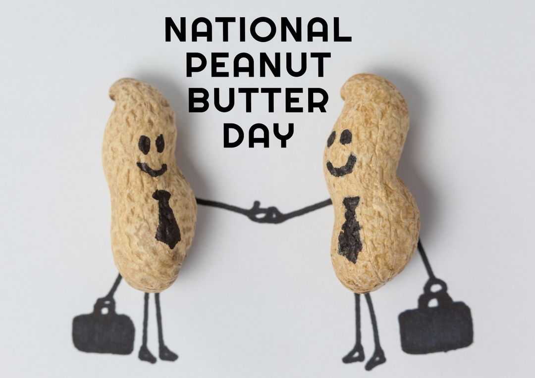 Composition of national peanut butter day text with peanuts on white background - Free Images, Stock Photos and Pictures on Pikwizard.com