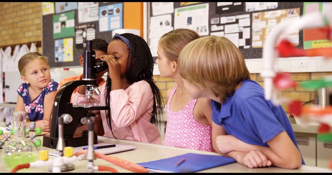 Young Students Using Microscope in Classroom Science Activity - Free Images, Stock Photos and Pictures on Pikwizard.com