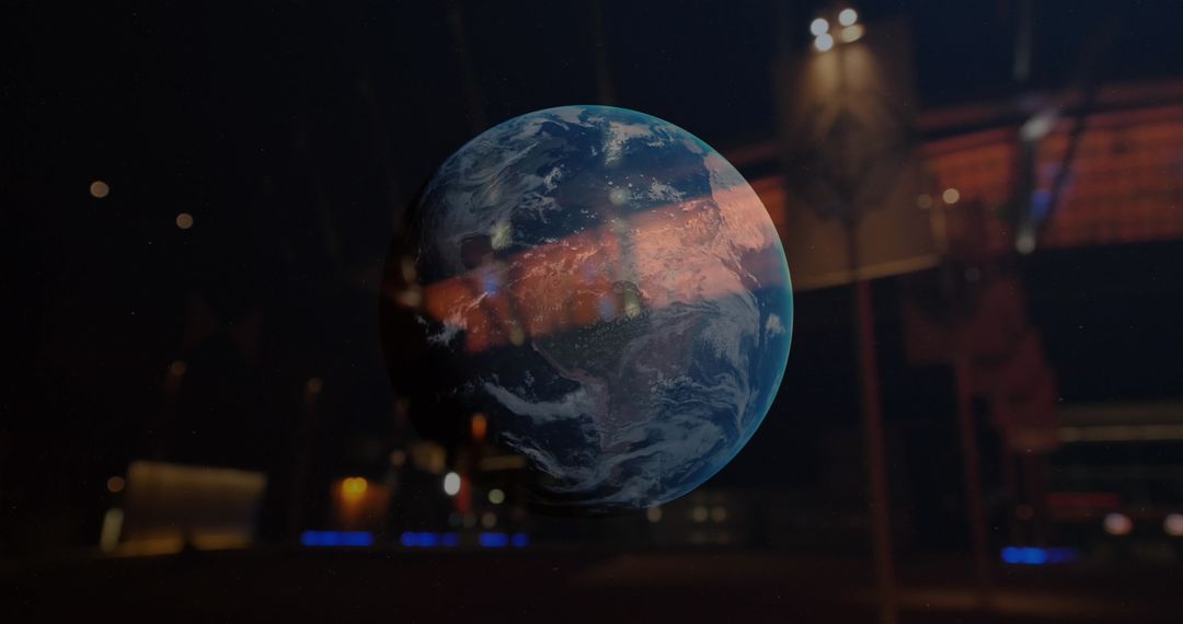 Holographic Earth Projection in Futuristic Control Room