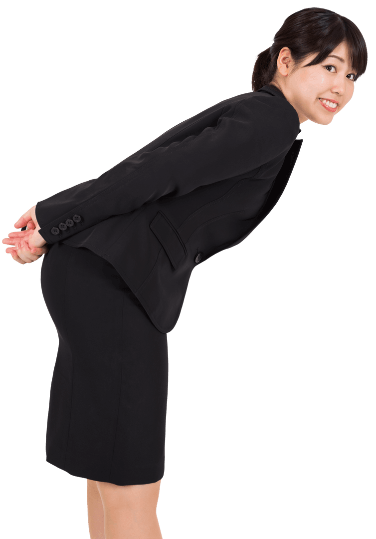 Transparent Image of Smiling Asian Businesswoman in Formal Attire